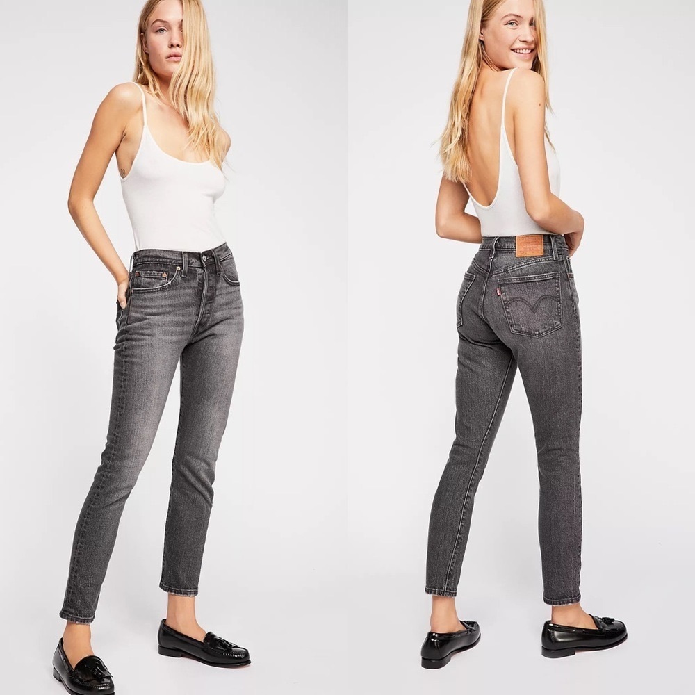 LEVI’S 501 Skinny Jeans High Rise Button Fly Coal Black Size 28